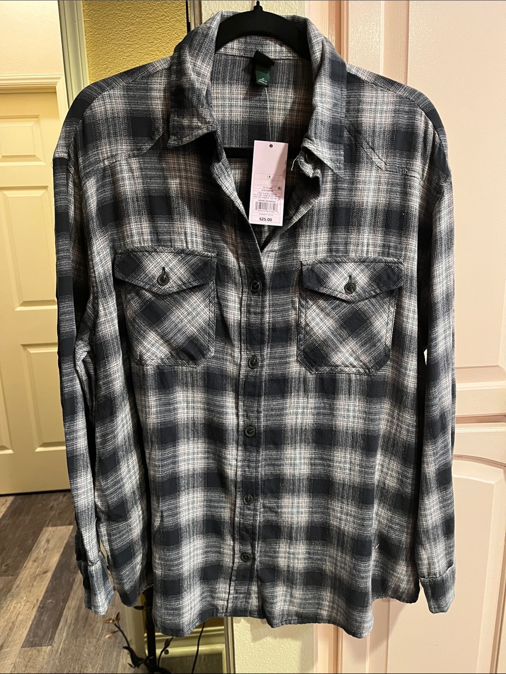 wild fable Black and Gray Plaid Button-Down Shirt